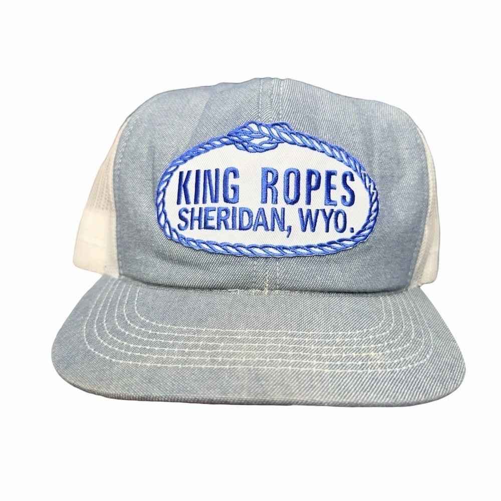 K-Products Sheridan Wyoming Trucker Hat Blue White Mesh Snapback One Size